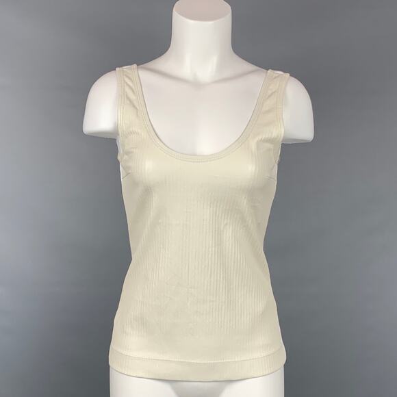 GIVENCHY Size XS Cream Leather Lamb Panel Ribbed Open-Back Sleeveless Top - Picture 1 of 1
